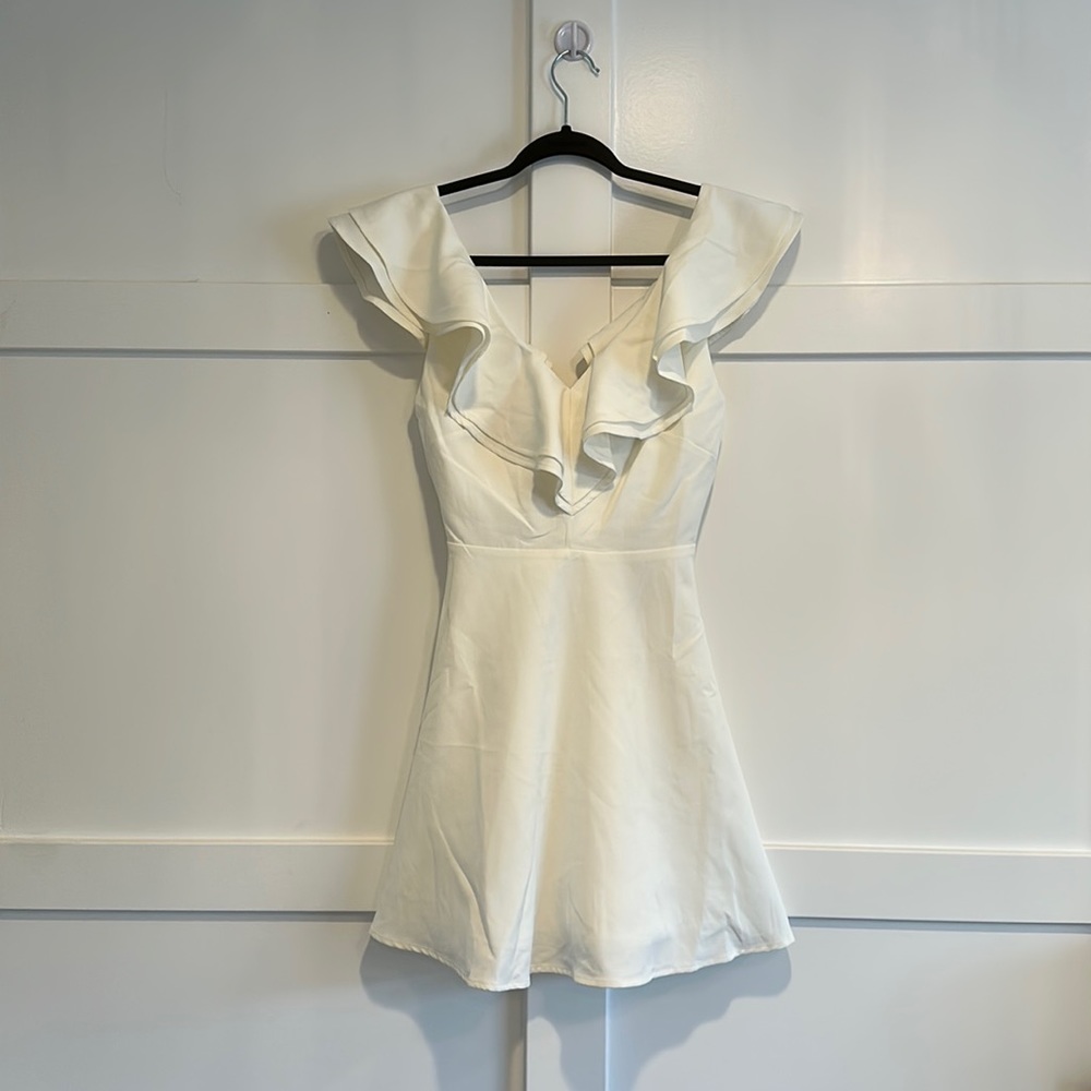 White Ruffle Mini Dress